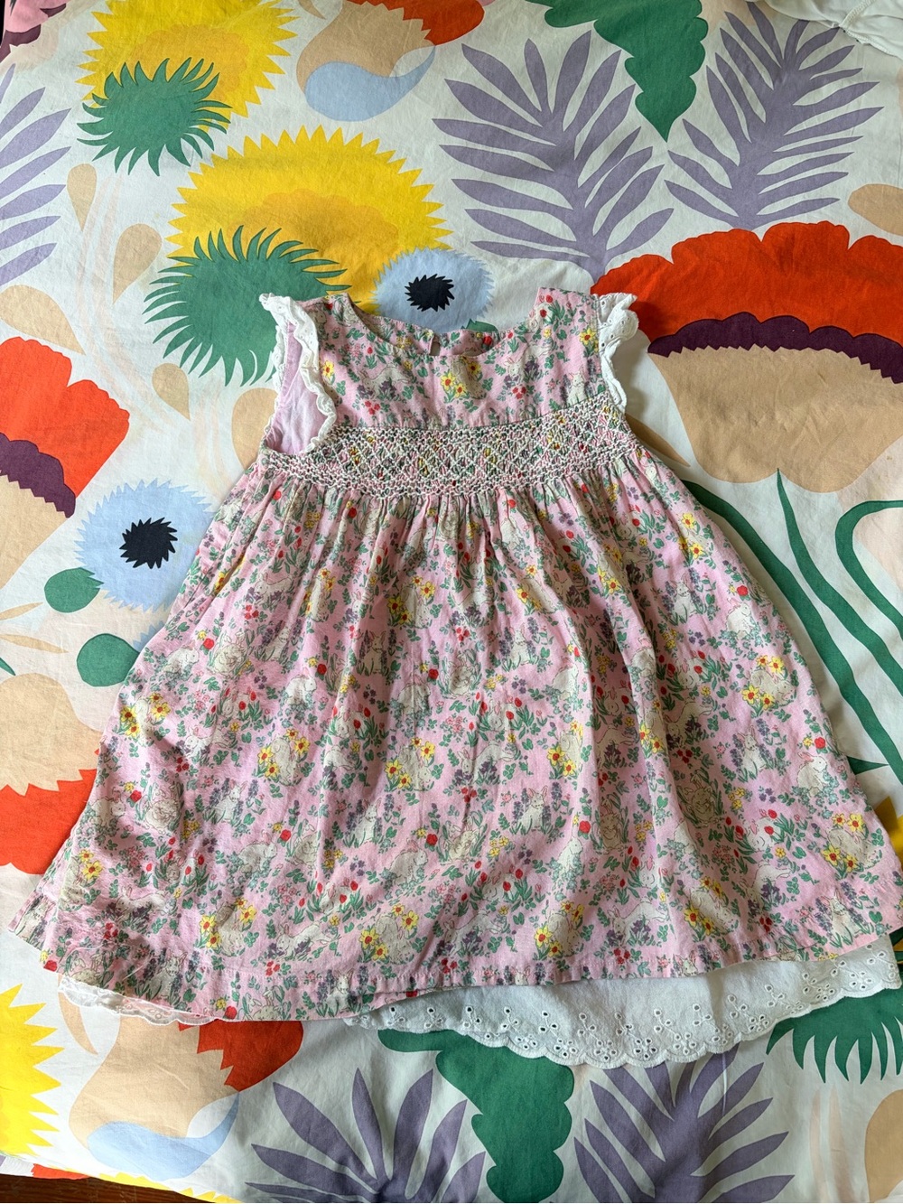 Boden Pink Floral bunny Dress size 3/4 t